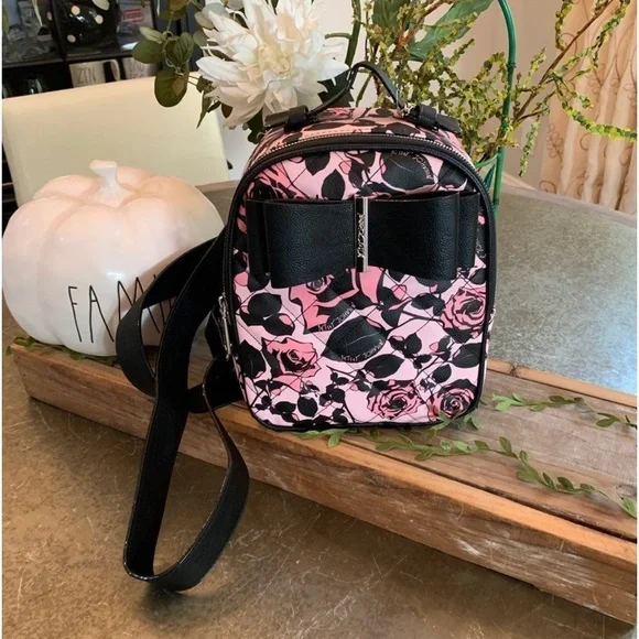 Betsey Johnson | Bags | Betsey Johnson Black Bow Pink Floral 